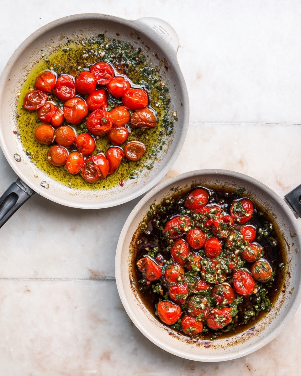 A white bowl holds a serving of spaghetti pasta mixed with small shrimp pieces and chunks of red and yellow bell peppers, all coated lightly in a sauce. The pasta is twisted into a small mound in the center, with chopped green herbs sprinkled on top and throughout. The surface underneath is white marble with a dark fork and a blue cloth napkin beside the bowl. A second white bowl with the same dish is blurred in the background. photo taken with an iphone --ar 4:5 --v 7