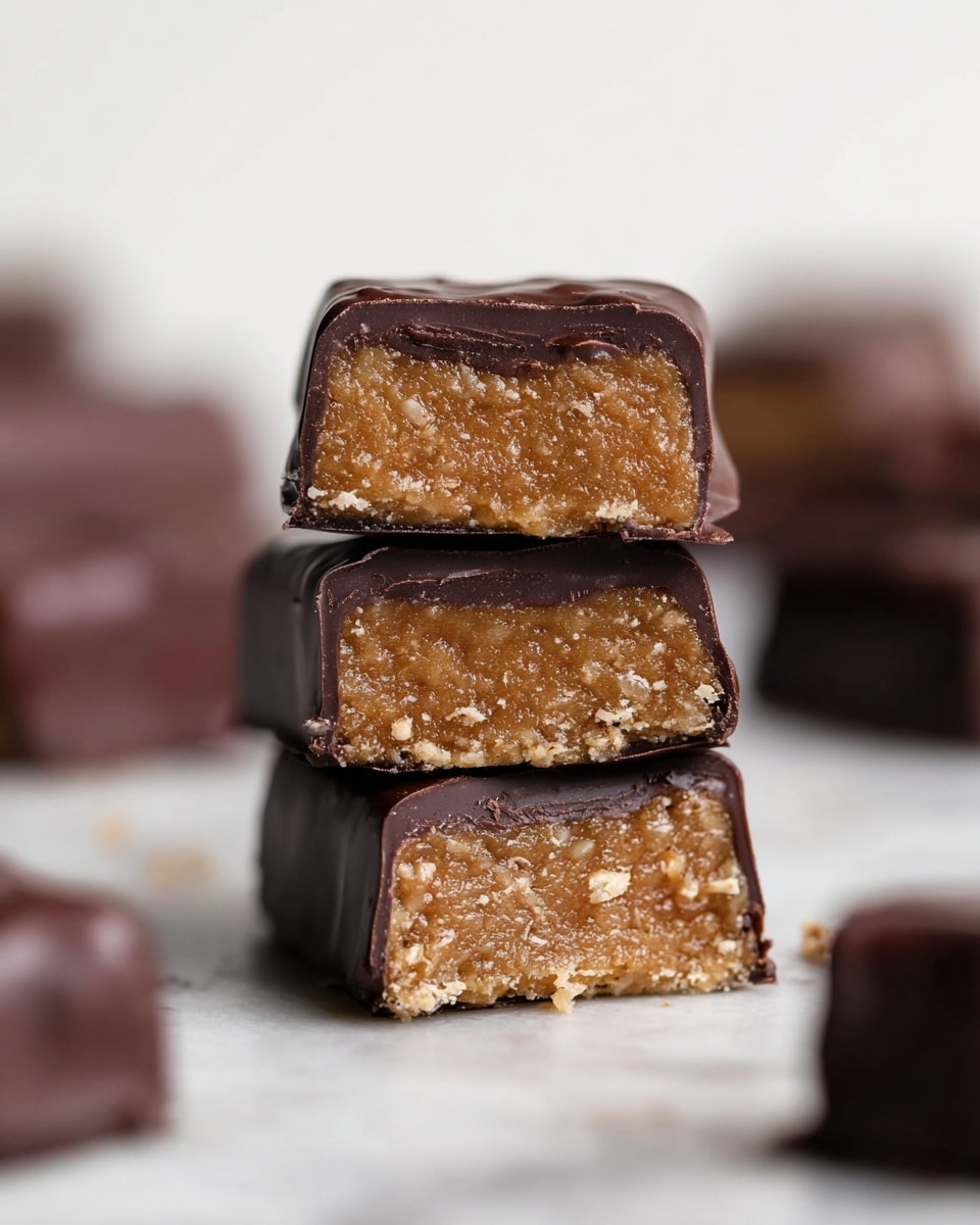 Square dark chocolate pieces are shown, each with a smooth, shiny surface and a few white salt flakes on top. The chocolates have a slight shine and sit on a white marbled surface. The shape is clean with soft edges and a small chocolate base ripple. They are placed randomly, with some closer and others farther away, giving depth. The overall look is simple and elegant. photo taken with an iphone --ar 4:5 --v 7