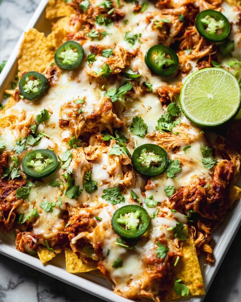 Shredded Chicken Nachos with Melted Monterey Jack and Toppings Recipe