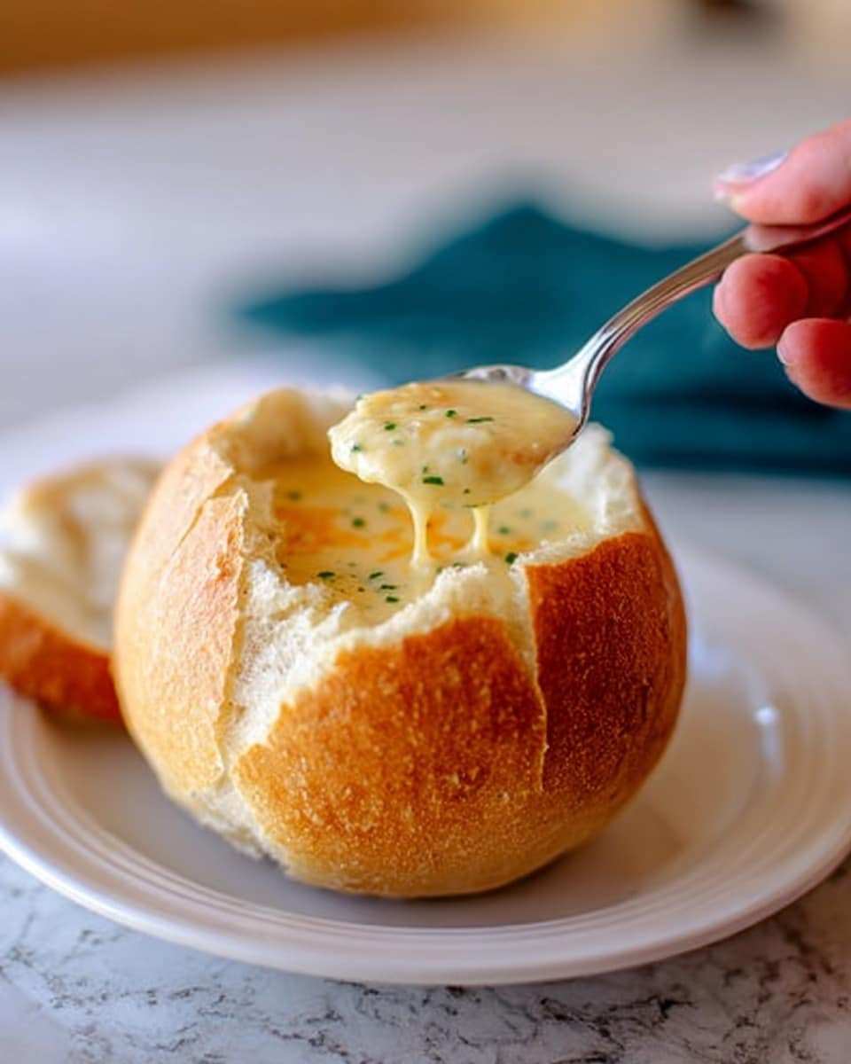 A large white pot with sky blue handles and colorful floral decorations on its side holds a creamy green soup filled with small broccoli pieces and bright orange carrot slices, with an oily yellow surface sheen visible. A green ladle lifts a portion of the soup, showing the thick texture and a mix of the green broccoli and orange carrots up close. The pot sits on a blue checkered cloth on top of a table covered by a vivid floral tablecloth with yellow, pink, and blue patterns. Nearby, a wooden pepper grinder stands upright, and to the right, a white bowl, white-handled spoon, and fork rest on a turquoise napkin on a white marbled surface photo taken with an iphone --ar 4:5 --v 7