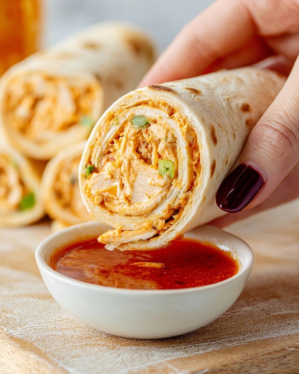 This image shows close-up tortilla roll-ups with three visible layers. The outer layer is a soft, light beige tortilla wrap. Inside, the first filling layer is a thick, creamy orange mixture with small green bits of chopped scallions and white shredded pieces, likely chicken. The roll-ups are placed on a light wooden surface with a white marbled texture background. Bright green scallion pieces are scattered around the rolls for garnish. Photo taken with an iphone --ar 4:5 --v 7