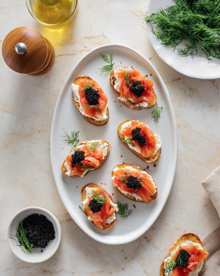 Smoked Salmon, Dill & Caviar Crostini Recipe
