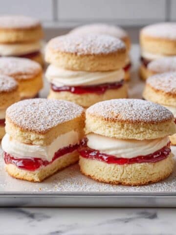 Raspberry Jam Sandwich Sponge Kisses with Mascarpone Chantilly Cream Recipe