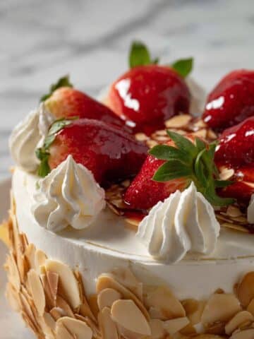 Italian Rum Cake with Chocolate Pastry Cream and Toasted Almond Garnish Recipe