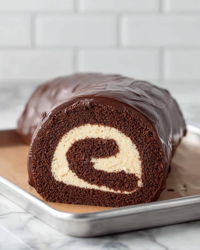 Soft Chocolate Swiss Roll Cake with Chocolate Ganache and Chantilly Cream Recipe