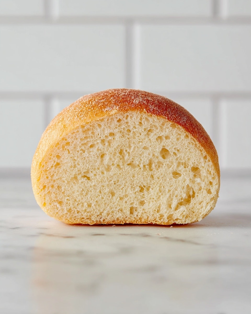 The image shows a close-up view of eight round bread rolls, each with a shiny, golden-brown crust that looks smooth and slightly glossy. The rolls are evenly spaced on a white baking paper, placed on a white marbled surface. The tops of the rolls have a rich amber color with small, subtle textured spots, while the lower sides fade into a lighter, softer brown toward the base. The rolls appear soft and freshly baked, highlighting their smooth and well-rounded shape. Photo taken with an iphone --ar 4:5 --v 7