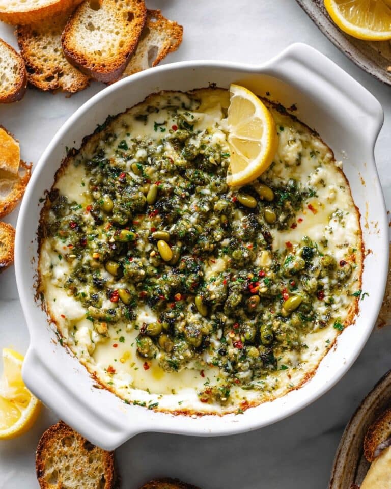 Baked Feta and Artichoke Dip with Olive Gremolata Recipe
