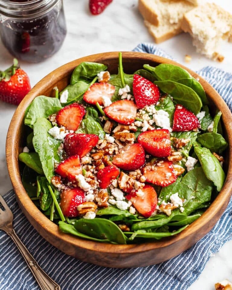 Spinach Strawberry Salad with Feta and Poppy Seed Dressing Recipe
