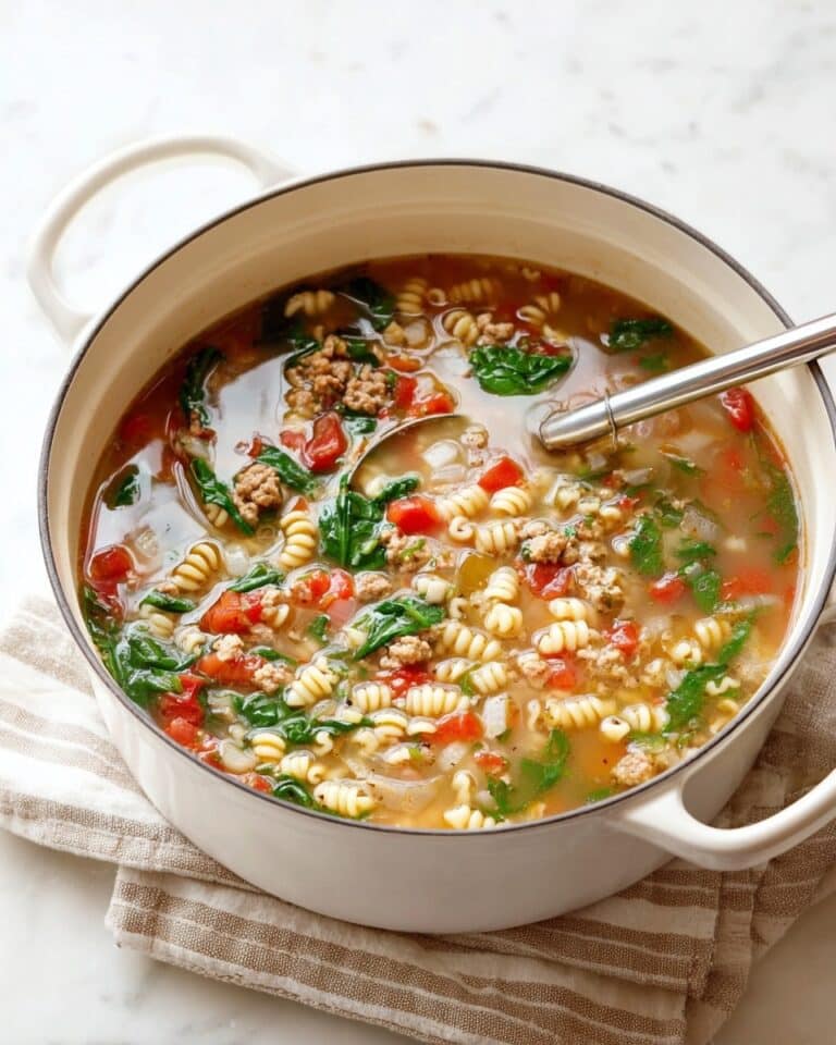 Pasta Fagioli Soup with Sausage, Spinach, and Parmesan Recipe