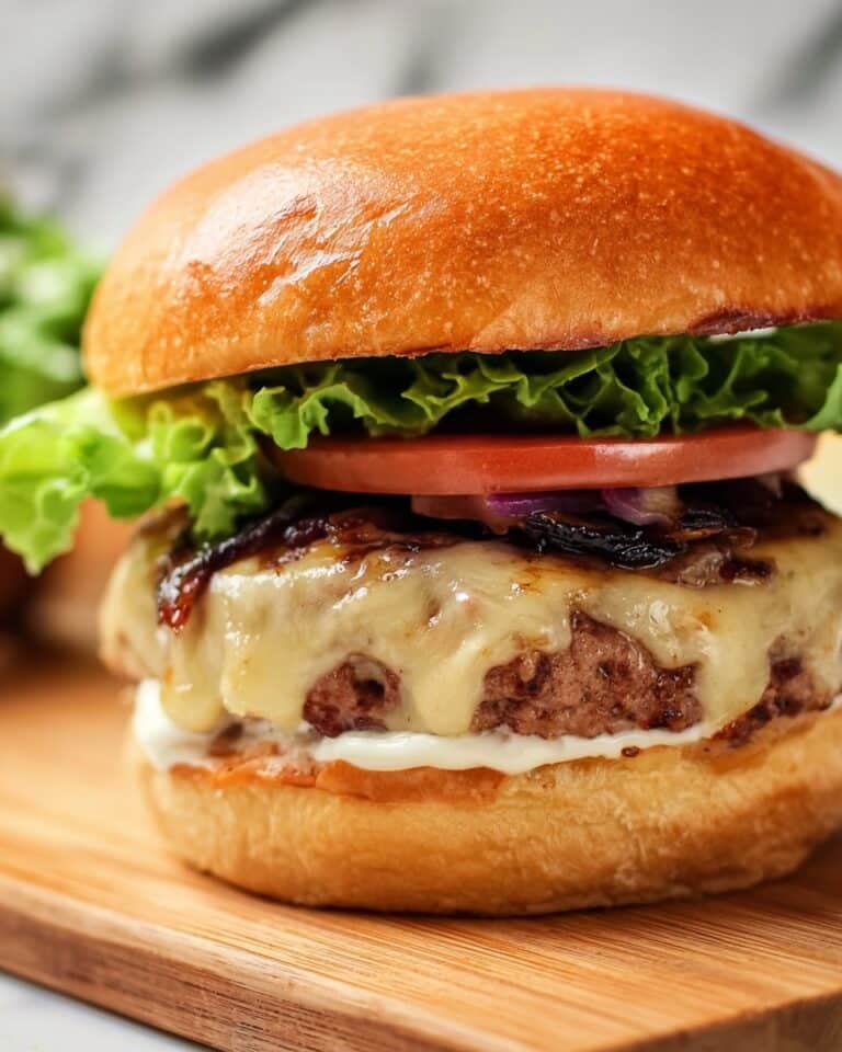 Bison Burgers with Caramelized Onions and Creamy Dijon Sauce Recipe
