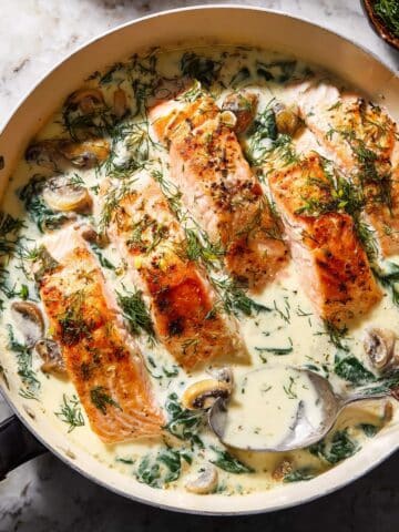 Garlic Butter Baked Salmon in Lemony Parmesan Cream Recipe