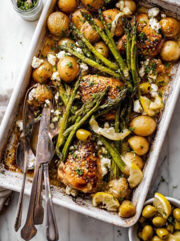 Sheet Pan Honey Garlic Chicken and Feta Potatoes Recipe