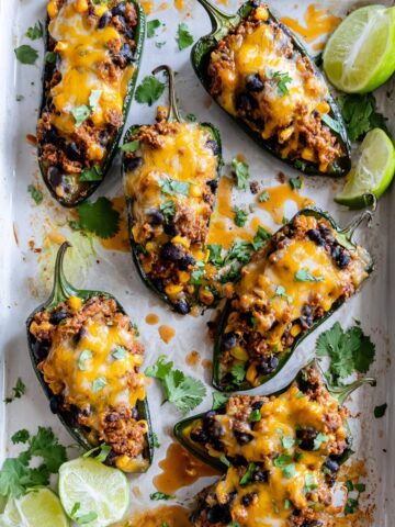 Stuffed Poblano Peppers with Ground Beef, Rice, and Cheese Recipe