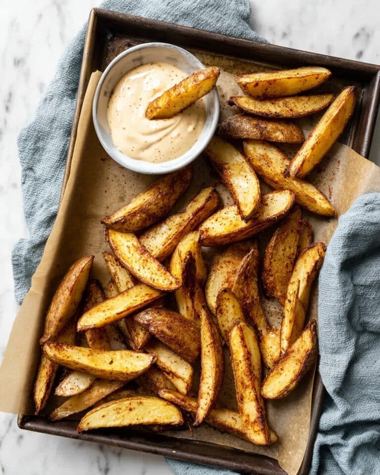 Potato Wedges With Roasted Garlic Dip Recipe