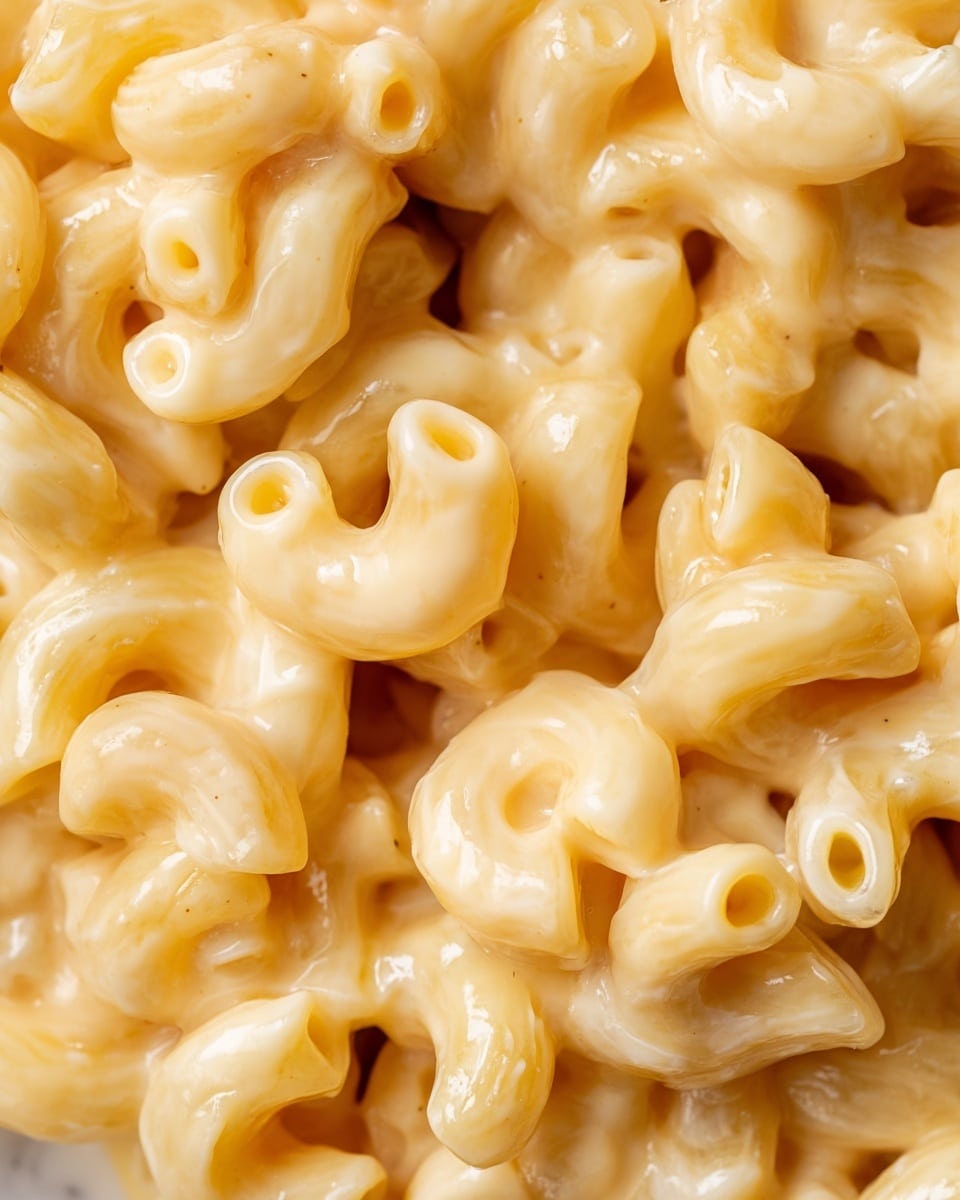A close-up view shows a white bowl filled with creamy macaroni and cheese, with one layer of pale yellow cheese sauce covering curved elbow pasta pieces, sprinkled lightly with red seasoning. A fork with a wooden handle is scooping some pasta from the bowl. In the blurred background, there is a clear textured glass filled with milk. All this is set on a white marbled surface. photo taken with an iphone --ar 4:5 --v 7