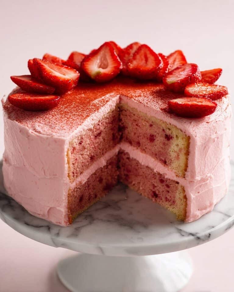 Gluten-Free Strawberry Cake with Strawberry Syrup and Lemon Frosting Recipe
