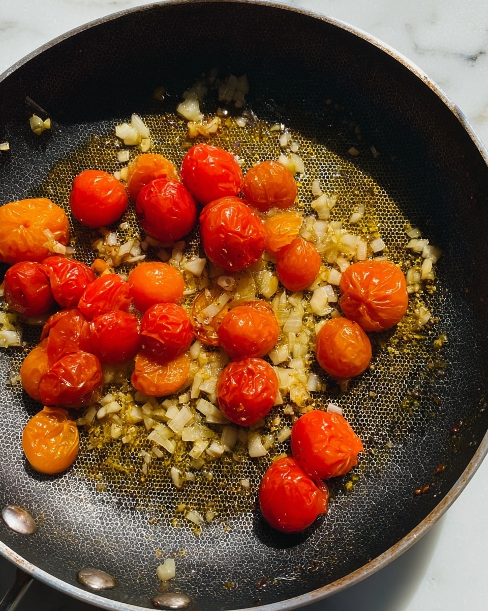A white plate with two thin dark gray rings holds a creamy pasta dish with about two layers visible: the bottom layer is made of small shell-shaped pasta pieces with a pale golden color, and the top layer is a smooth cream sauce with orange chunks mixed throughout, sprinkled with small green herb bits and black pepper. In the center of the dish, a small bunch of dark green fresh herb sprigs adds a touch of color and texture. The dish sits on a white marbled surface under bright natural light, showing slight shadows and highlights that emphasize the creamy texture of the sauce. Photo taken with an iphone --ar 4:5 --v 7