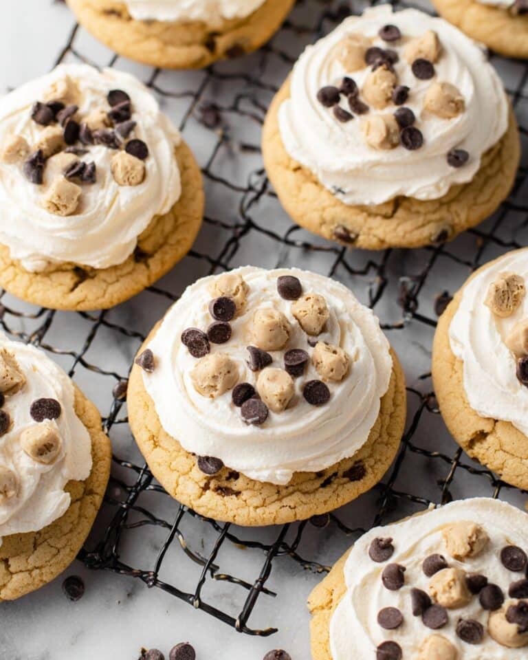 Crumbl Cookie Dough Cookies with Chocolate Chip Buttercream Recipe