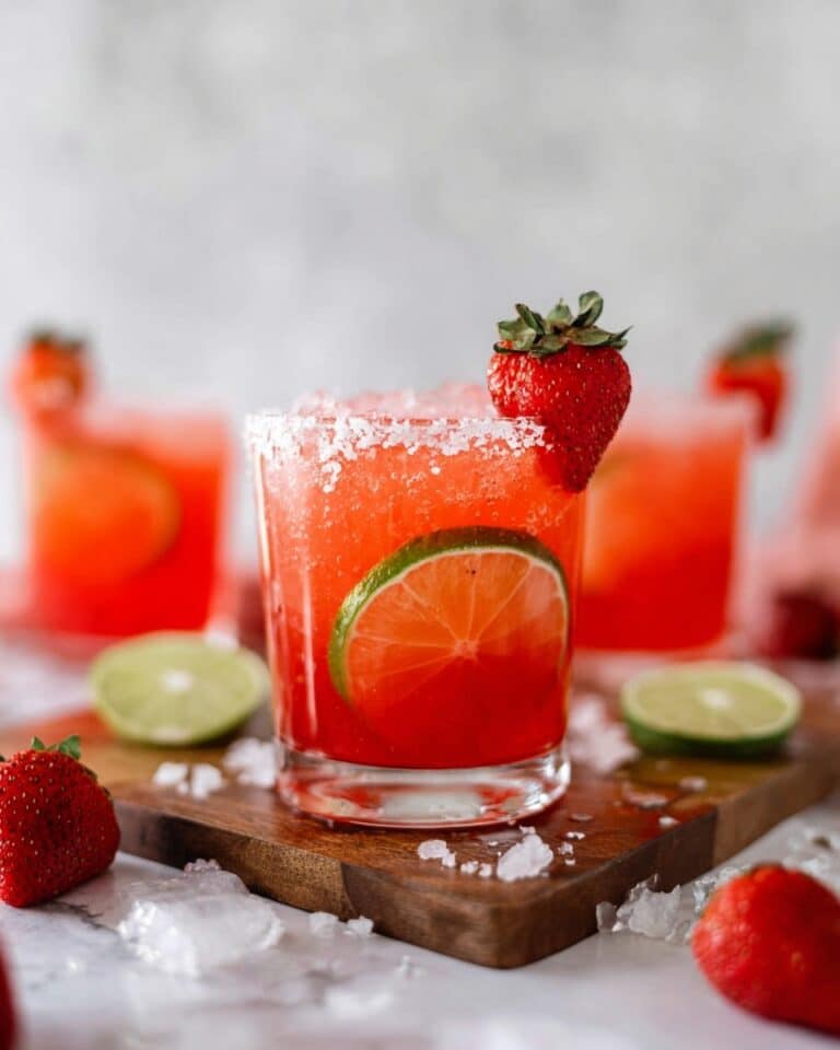 Strawberry Margarita with Homemade Strawberry Simple Syrup Recipe