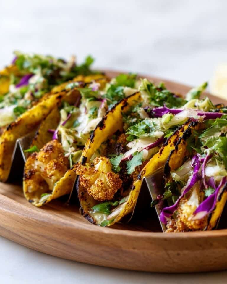 Cauliflower Tacos with Cabbage Slaw and Guacamole Recipe