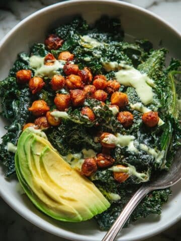 Massaged Kale Chickpea Salad with Lemon Vinaigrette Recipe