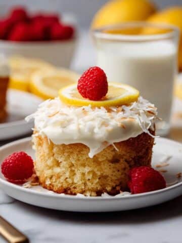 Mini Lemon Cakes with Cream Cheese Frosting and Toasted Coconut Recipe