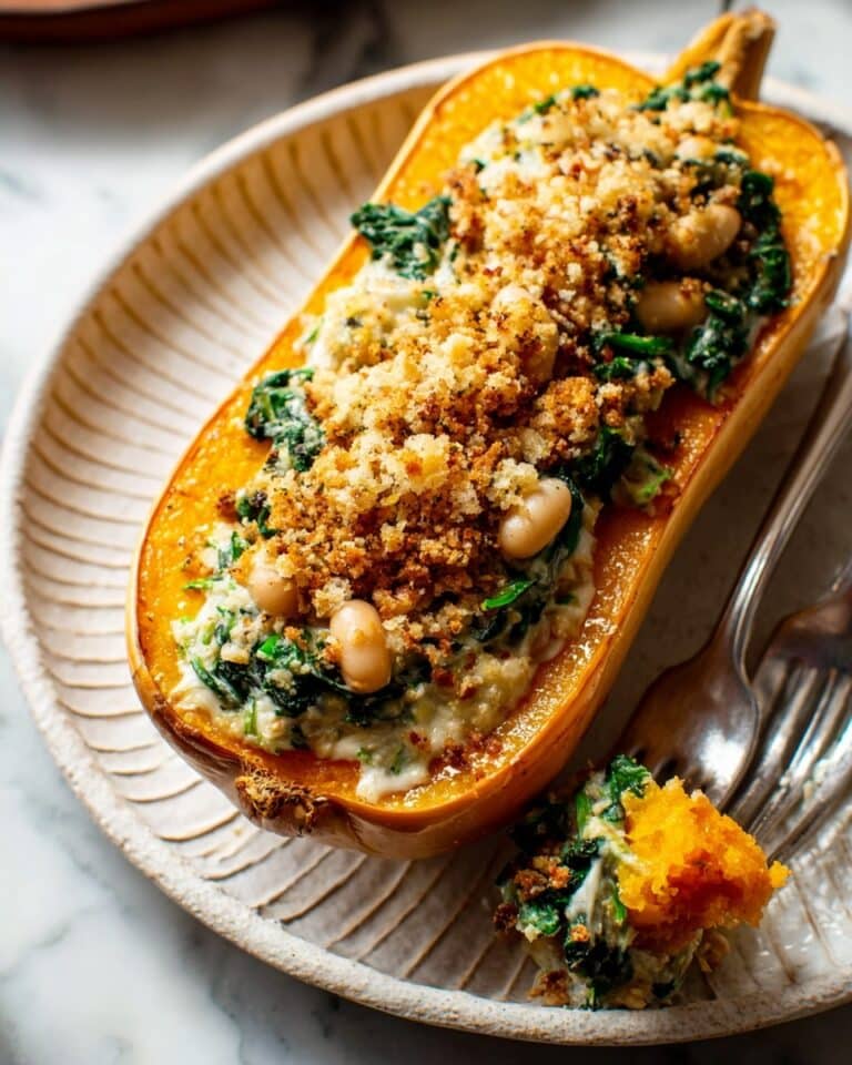 Creamed Spinach and White Bean Stuffed Delicata Squash Recipe
