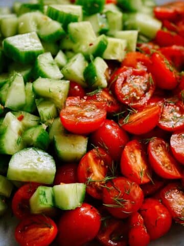 Easy Cucumber Tomato Salad with Balsamic & Dill Recipe