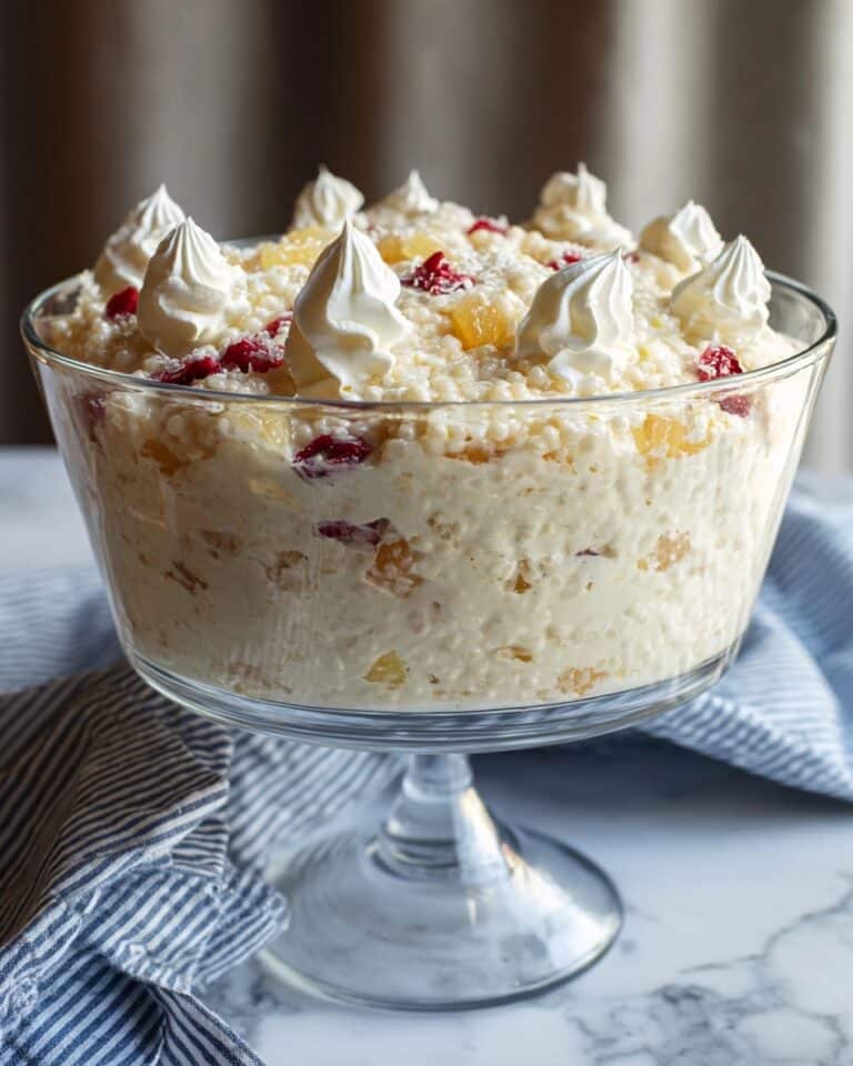 Frog Eye Salad with Pineapple Custard and Whipped Cream Recipe