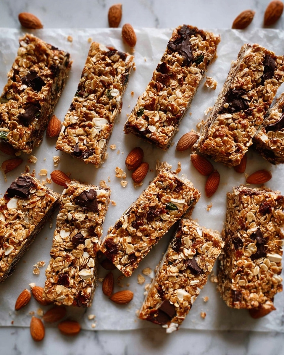Two images side by side show close-up views of a black baking tray with oats and nuts before and after mixing. On the left, the tray has a bottom layer of creamy, light beige oats spread unevenly, topped by a triangular pile of medium brown almonds on the bottom left, and a smaller area of light gray sunflower seeds above them. On the right, the oats and almonds are mixed together evenly, with scattered almonds showing their smooth, darker brown skins mixed throughout the creamy oat layer. The background is a white marbled texture. photo taken with an iphone --ar 4:5 --v 7
