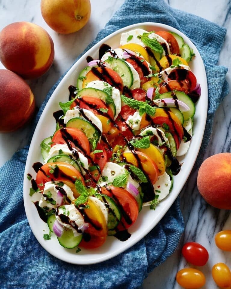 Summer Caprese Salad with Peach and Cucumber Recipe