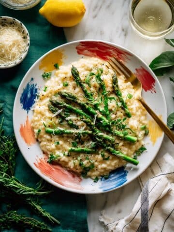 Lemon Asparagus Risotto with Goat Cheese and Tarragon Recipe