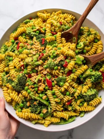 Roasted Broccoli Pasta Salad with Green Peas and Calabrian Chili Recipe