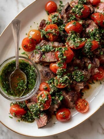 Grilled Steak with Spicy Marinated Tomatoes Recipe