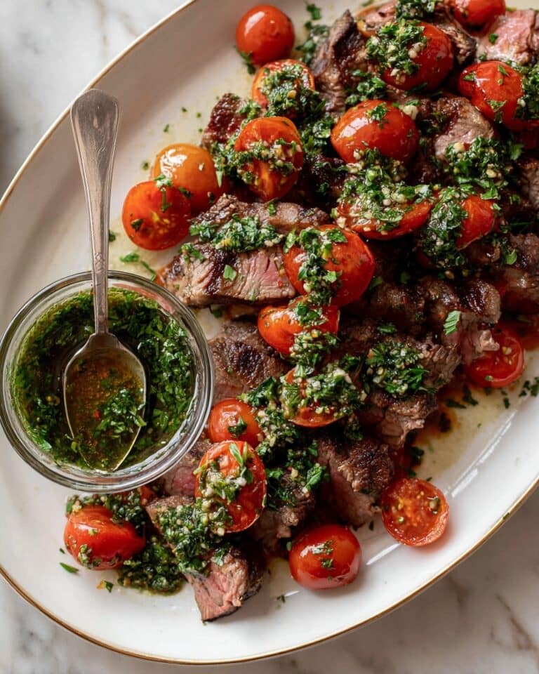 Grilled Steak with Spicy Marinated Tomatoes Recipe