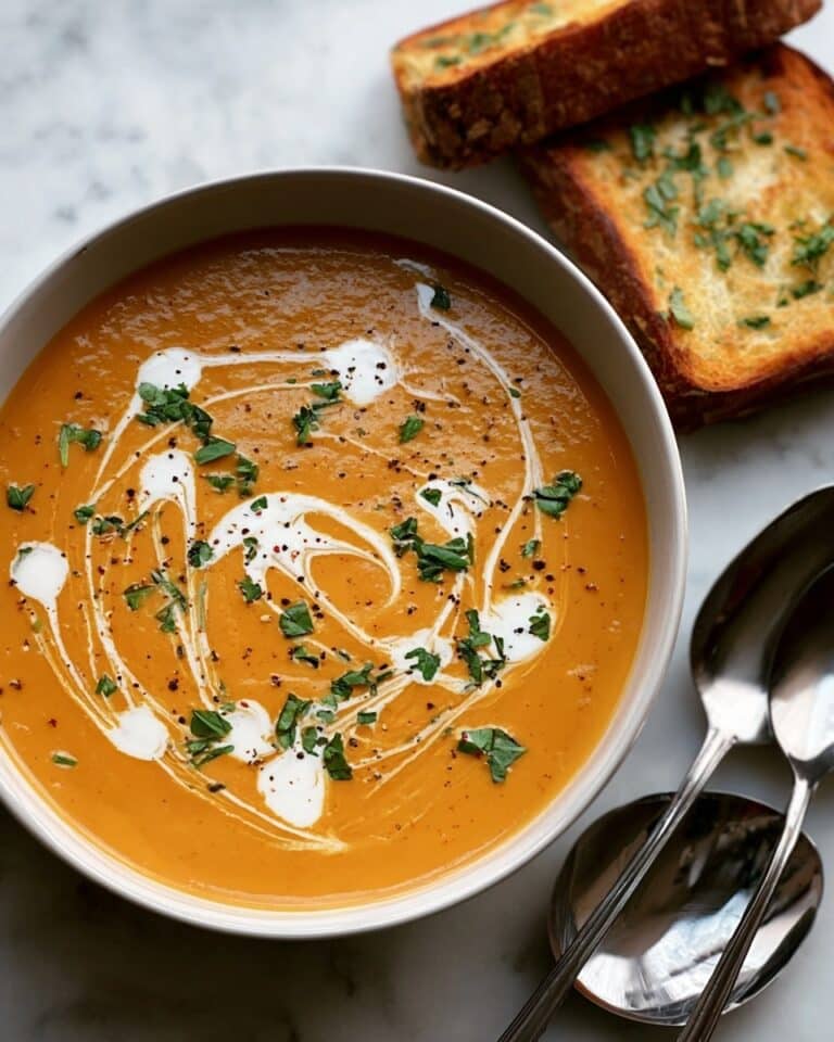 Maple Roasted Carrot Soup with Vegan Cream and Fresh Herbs Recipe