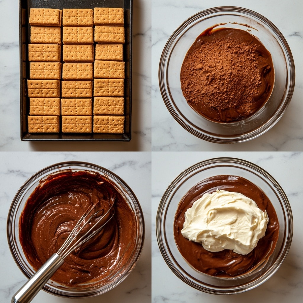 A rectangular metal pan filled with a smooth layer of rich brown chocolate topped with many tiny dark and milk chocolate curls spread evenly across the surface. The pan is placed on a gray cloth with a checked white and gray pattern beside a whole dark chocolate block and a black chocolate peeler tool. Behind the pan, a dark blue ceramic plate with two silver forks placed diagonally on it sits on a dark wooden table with a white marbled texture background. photo taken with an iphone --ar 4:5 --v 7