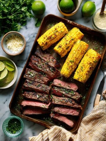 Grilled Flank Steak and Corn with Chili Lime Sauce Recipe