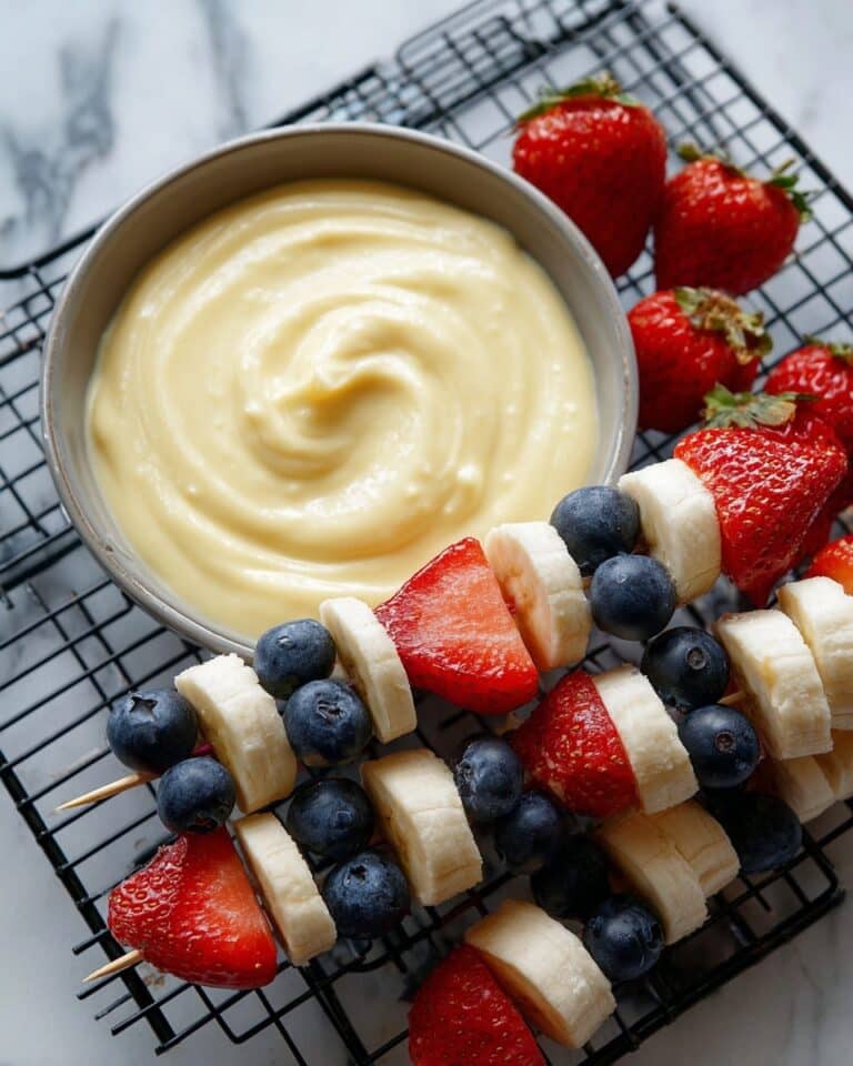 Red White and Blue Kabobs with Vanilla Pudding Dip Recipe