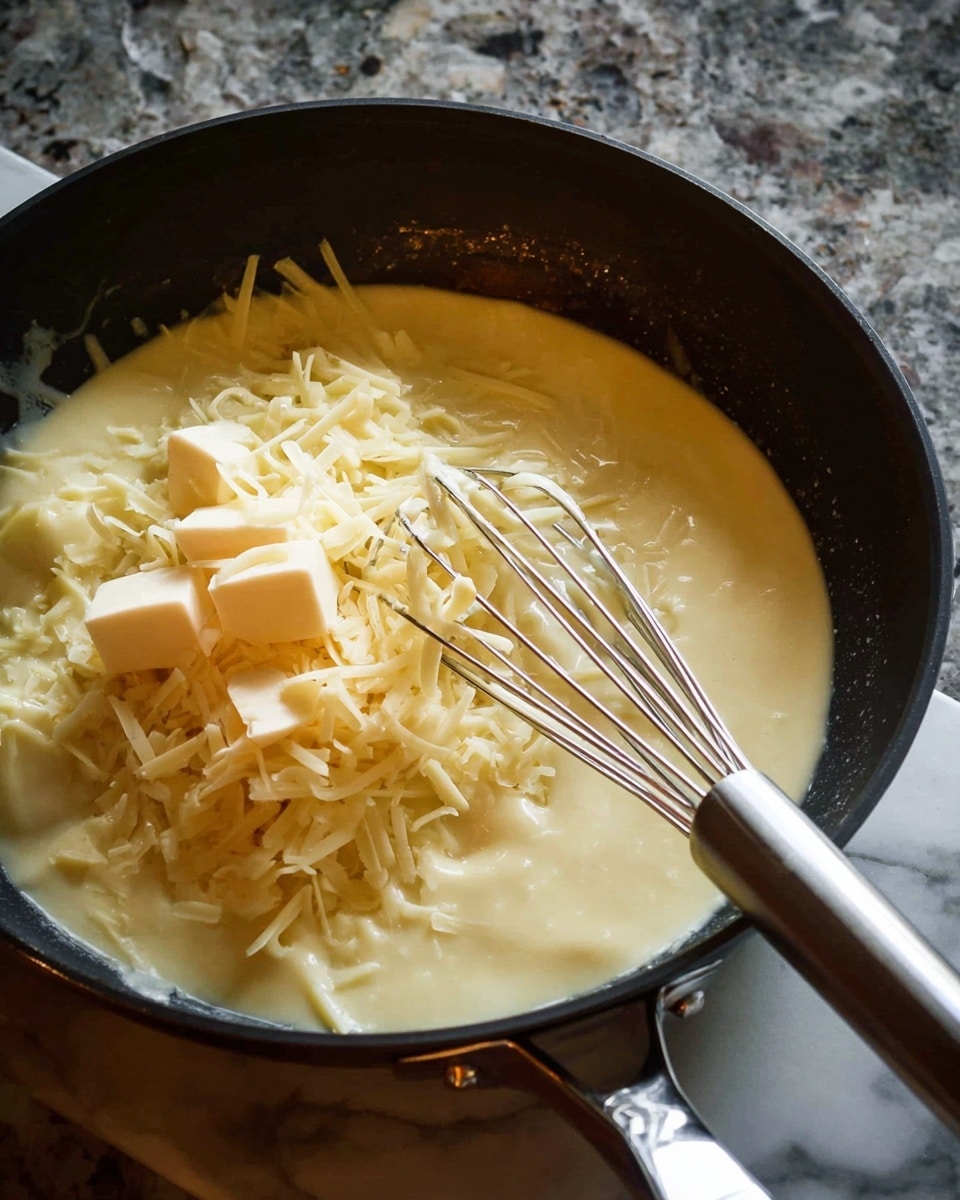 A white bowl is full of small shell pasta coated in a creamy, smooth, pale yellow cheese sauce. The pasta shells have a glossy, soft texture, and the cheese sauce clings to each shell, covering them evenly. A light sprinkling of black pepper is scattered on top, creating small dark dots that contrast against the pale cheese. The bowl sits on a white marbled surface with part of a red and white patterned cloth underneath, and a blurred fork is visible to the side. The lighting is soft and natural, highlighting the creamy texture of the dish. Photo taken with an iphone --ar 4:5 --v 7
