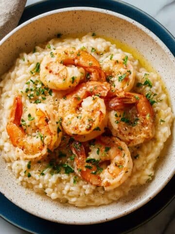 Lemon Parmesan Shrimp Risotto with Fresh Chives Recipe