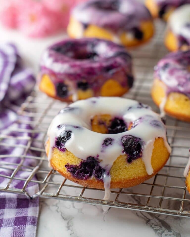 Blueberry Donuts with Lemon and Blueberry Glazes Recipe