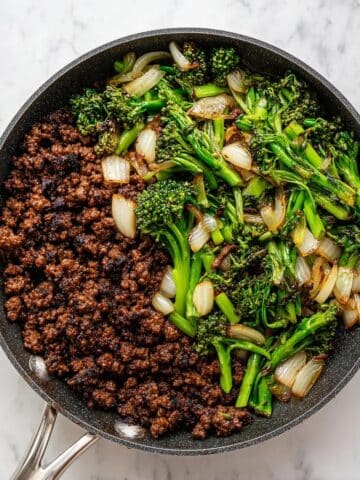 Crispy Ground Beef and Baby Broccoli Bowls Recipe