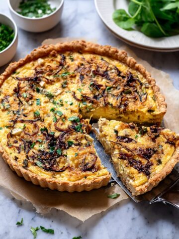 Caramelised Onion and Cheese Vegan Quiche Recipe
