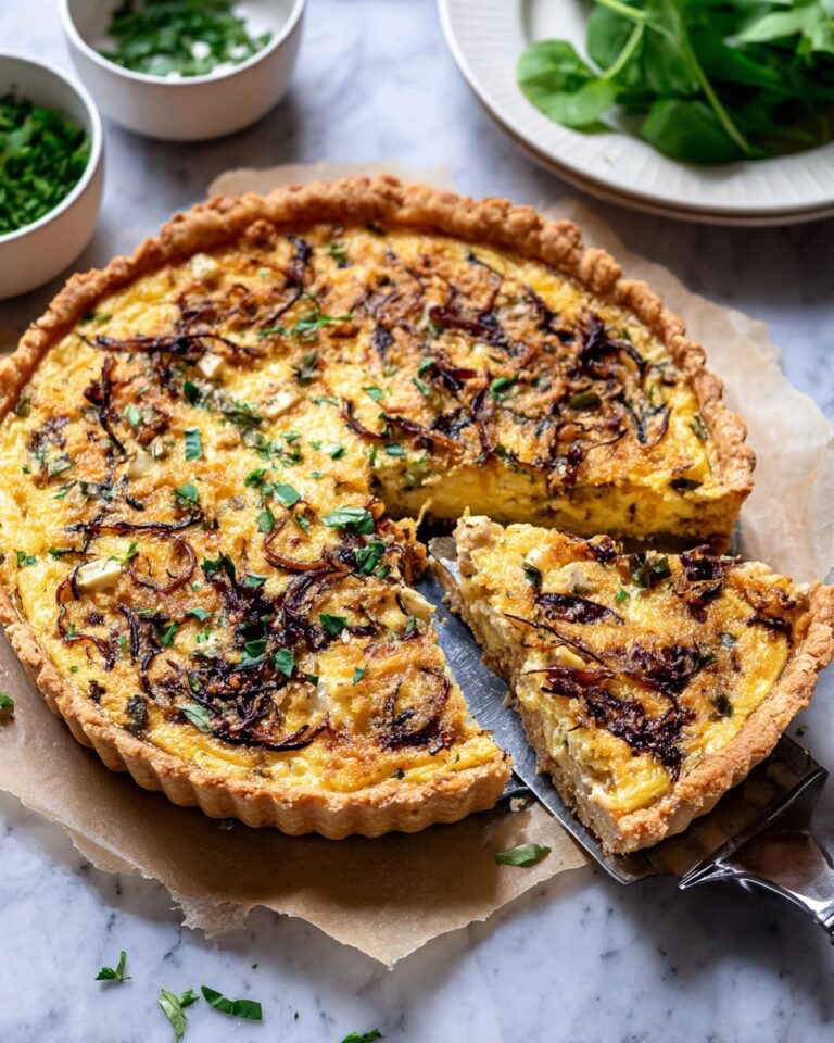 Caramelised Onion and Cheese Vegan Quiche Recipe