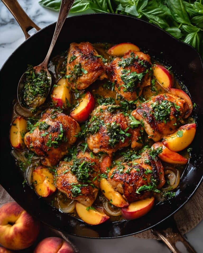 Peach Chicken with Basil Gremolata Recipe