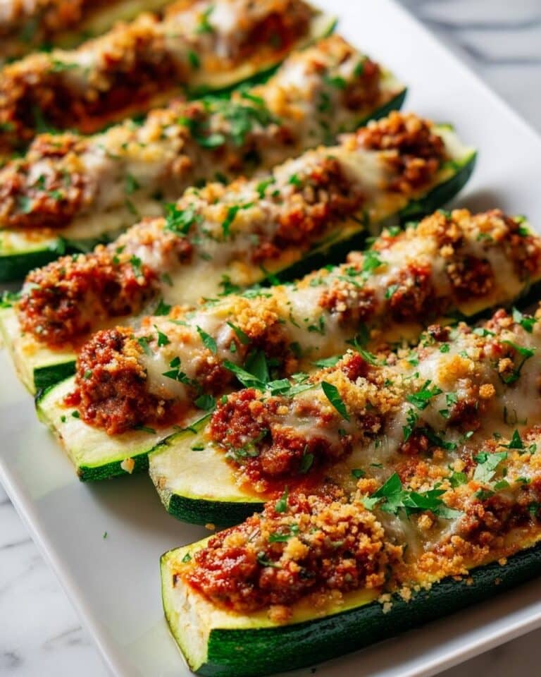 Stuffed Zucchini Boats with Sausage, Tomatoes, and Melted Cheese Recipe