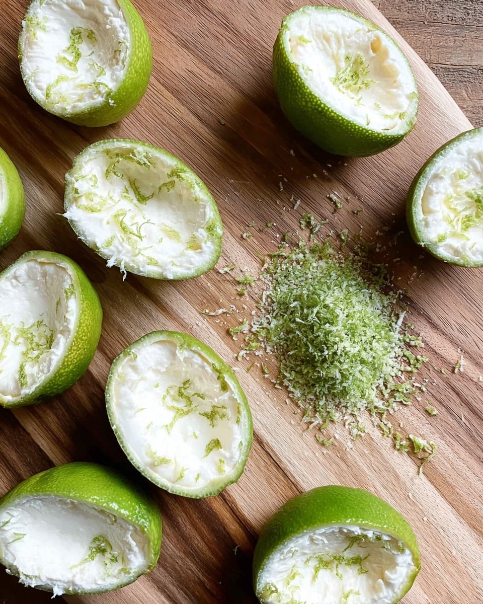 The image shows many lime wedges spread out on a white marbled surface. Each lime wedge has a bright green outer skin with a glossy light green flesh. Some wedges have a layer of pale yellow, creamy filling on top with small bits of lime zest sprinkled over it. The wedges are arranged in a scattered way, with light and shadow creating soft dark shapes beside them. The texture of the filling looks smooth and creamy, contrasting with the shiny, juicy lime flesh. The photo taken with an iphone --ar 4:5 --v 7