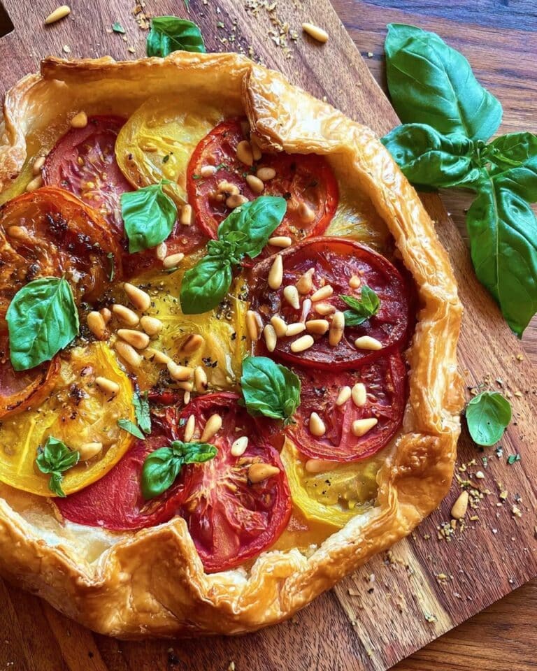 Fresh Tomato Galette with Basil, Parmesan, and Pine Nuts Recipe