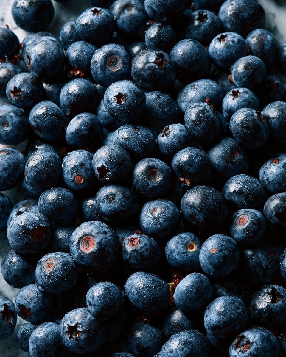 A close-up view of many fresh blueberries filling the whole frame, showing their deep blue color with light dusty coating and small smooth round shapes, some with tiny brownish tips and star-shaped crowns on top. The blueberries are piled tightly together, creating a textured surface from the variations in size and form, all resting on a white marbled texture in the background. photo taken with an iphone --ar 4:5 --v 7